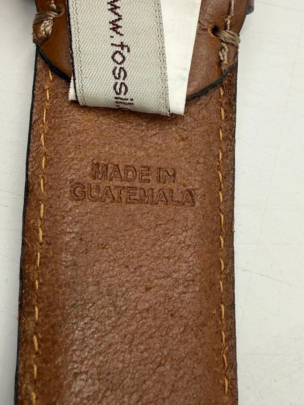 Fossil Genuine Leather Belt Brown Tan Size 38/95 Work Casual Silver Buckle 1.5